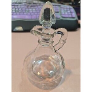 Anchor Hocking Vinegar Oil Cruet Clear Glass Ribbed Handle 102411